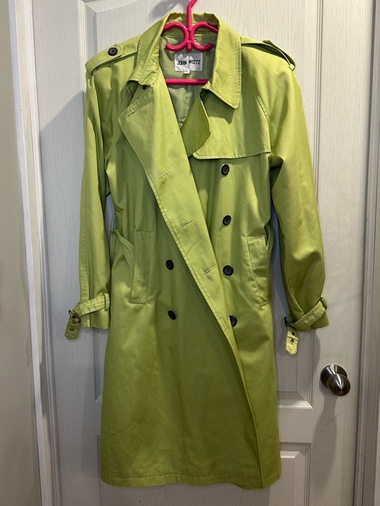 joseph weitz Jackets & Blazers - Lime Green Double-Breasted Trench Coat